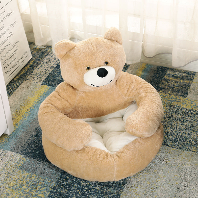 Detachable And Washable Hug Bear Pet Nest Round Shape Keeps Warm And Comfortable