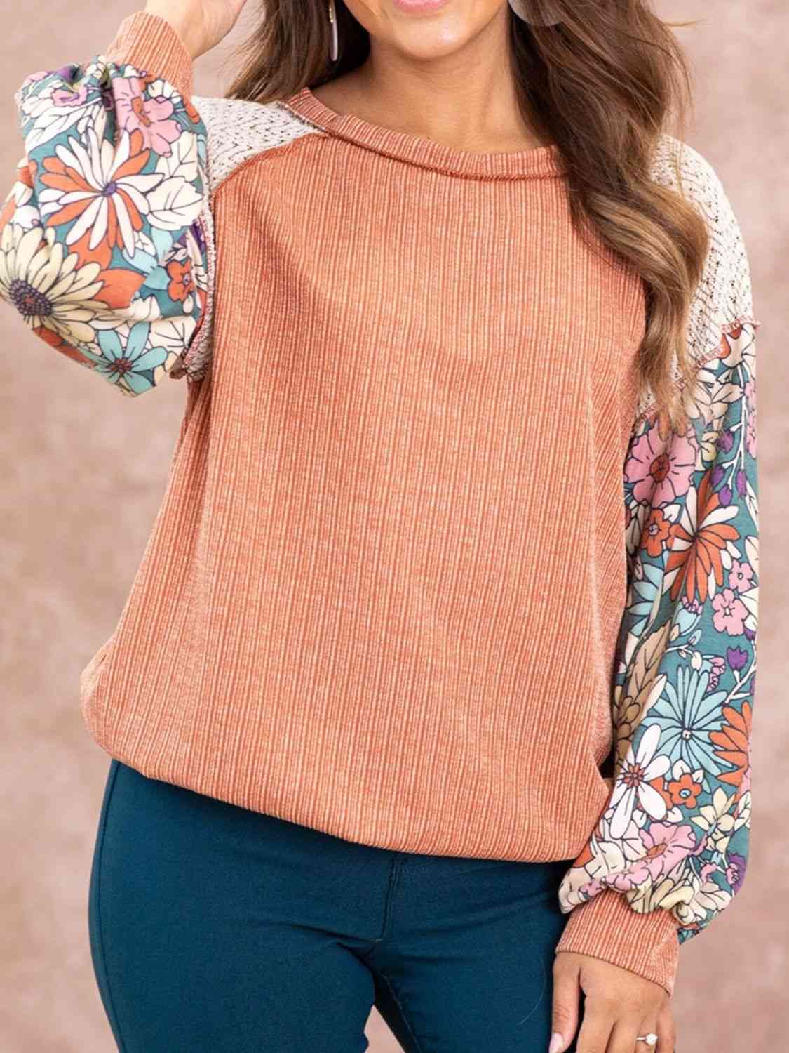 Exposed Seam Round Neck Blouse