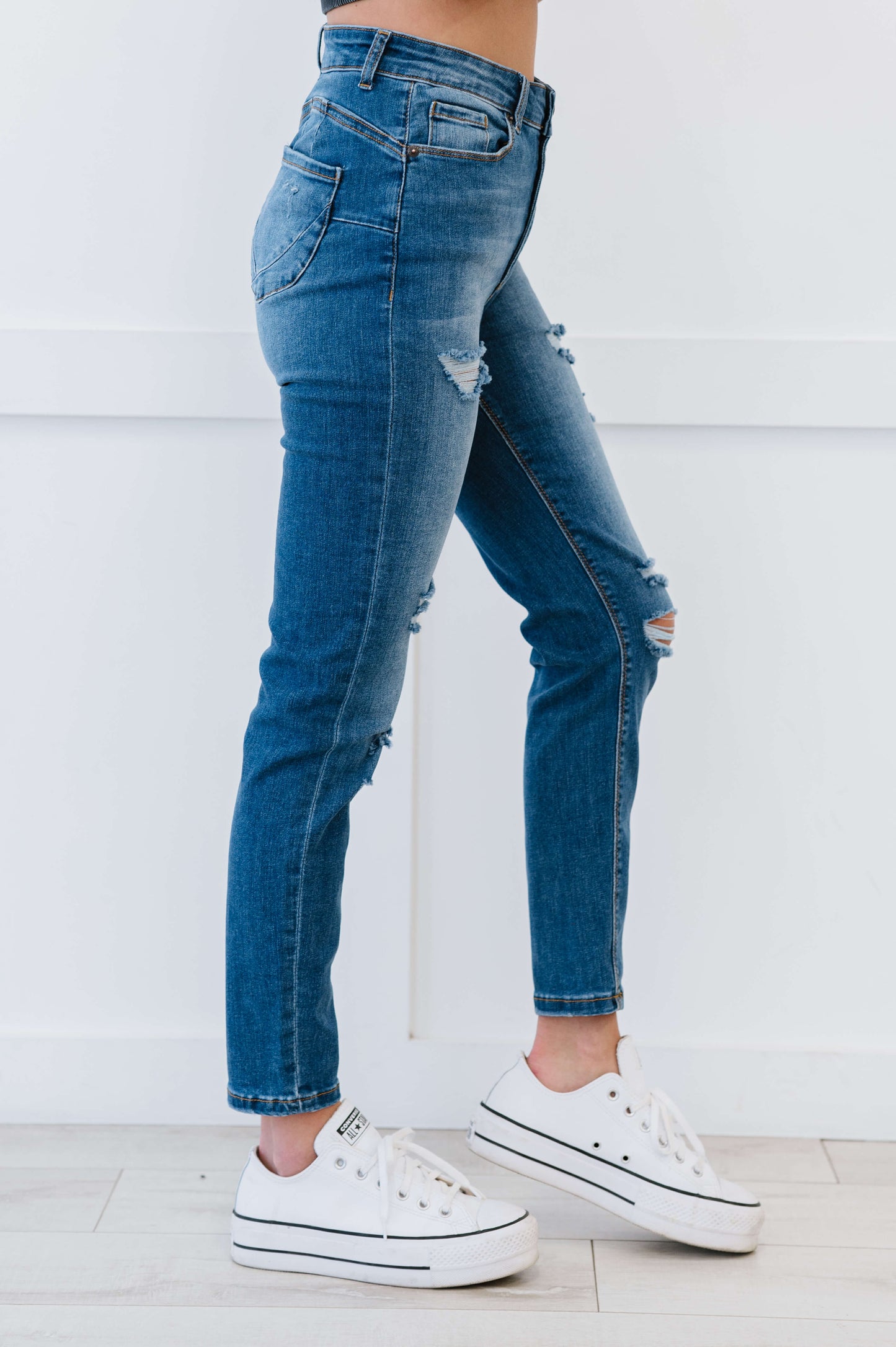 Muselooks High Rise Distressed Skinny Jeans