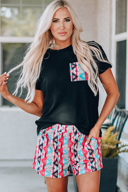 Aztec Pocketed Tee and Shorts Set