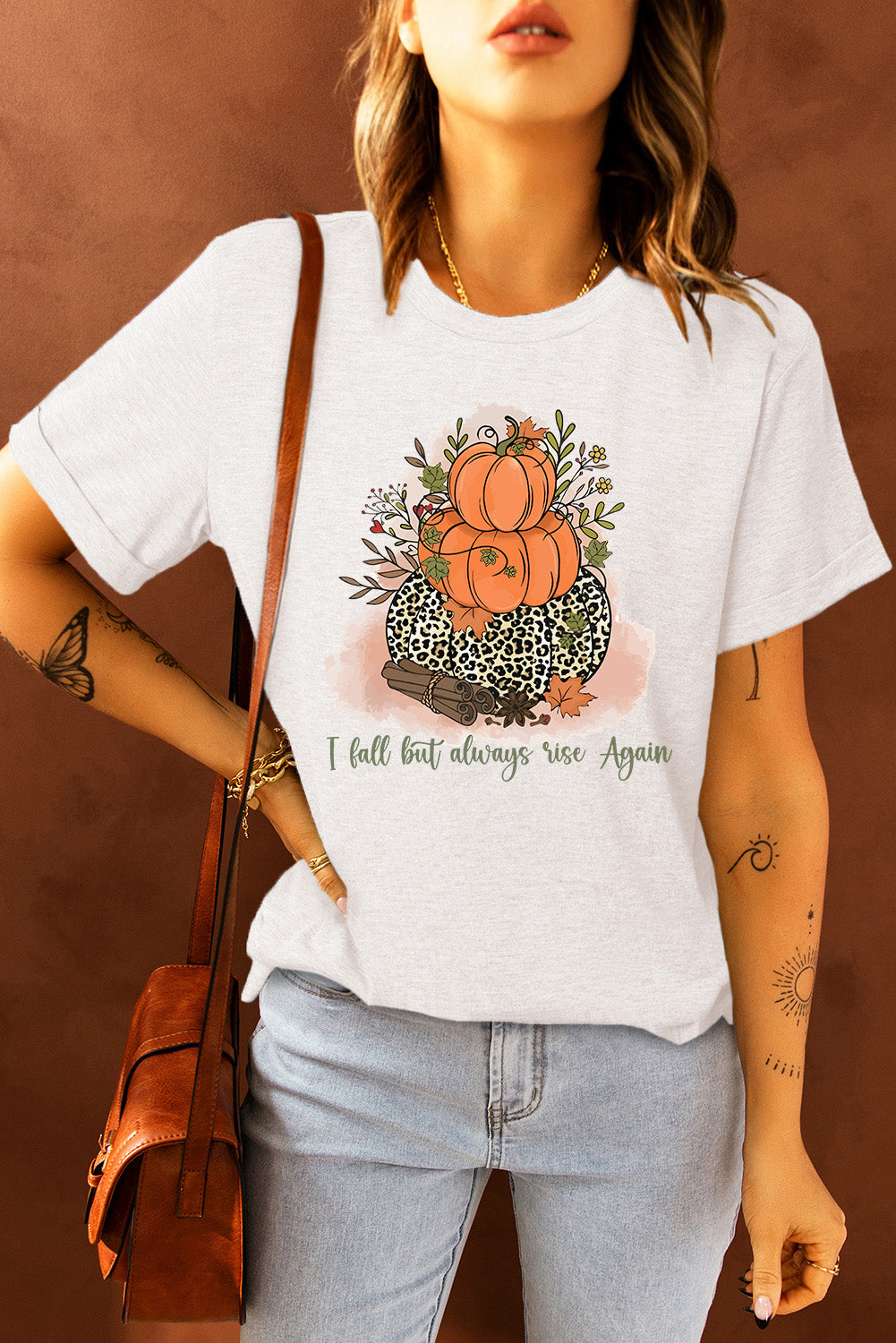 Short Sleeve Round Neck Pumpkin Graphic Tee